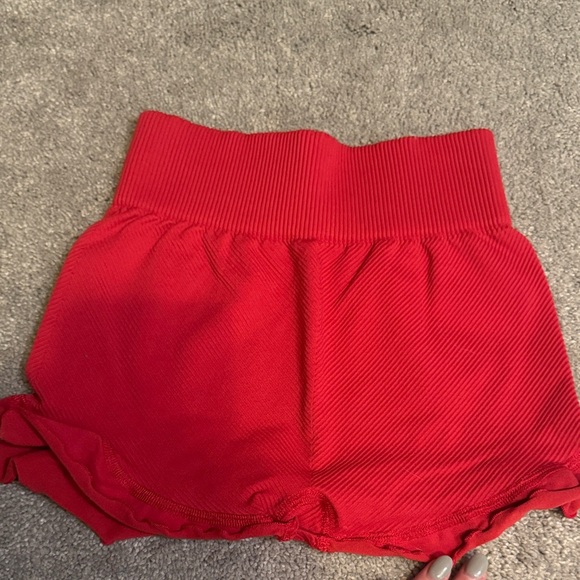 Free People Red Ruffle Shorts - Picture 3 of 3